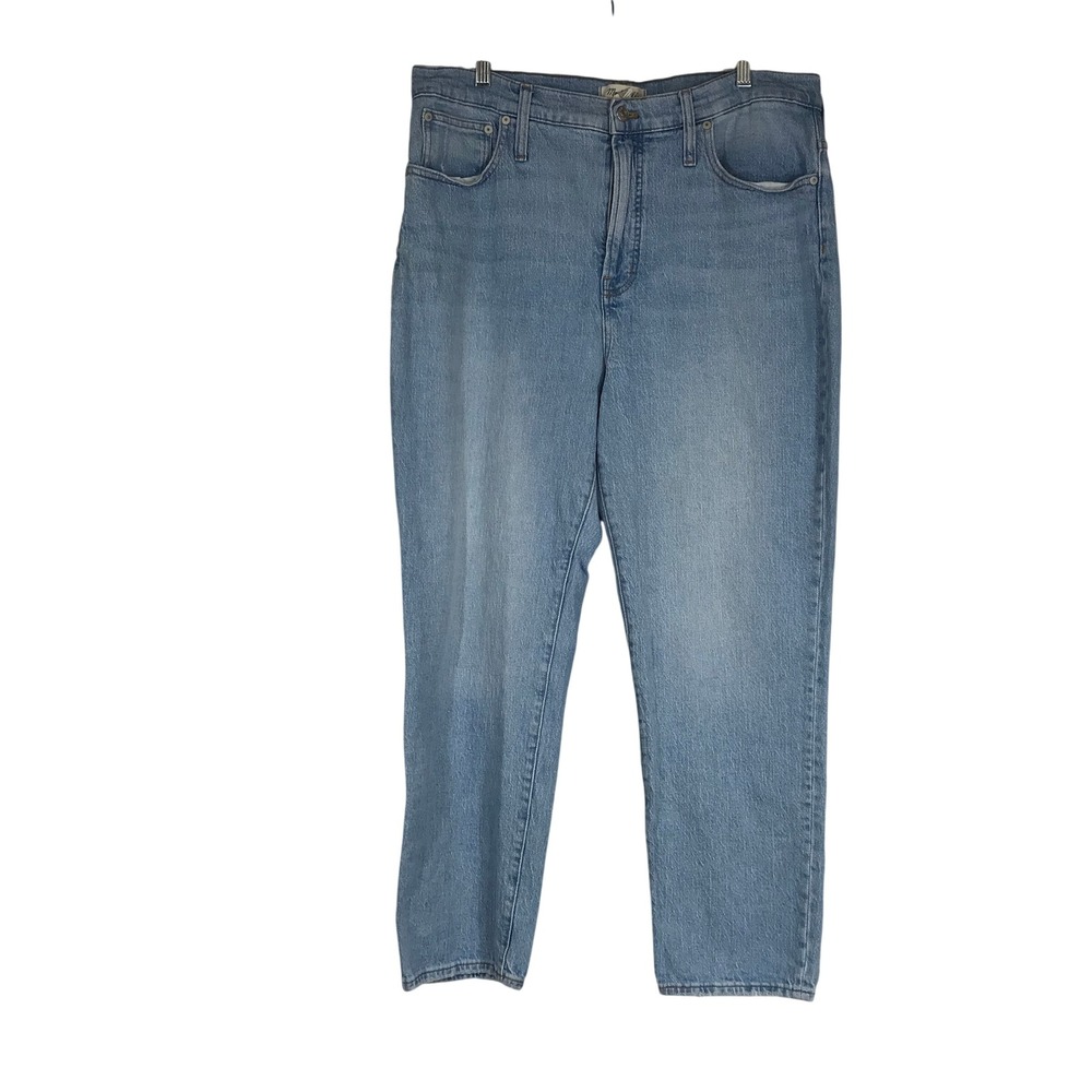 Madewell Women High Rise Straight Leg Jeans Light Wash Blue Stretch Denim Sz 31